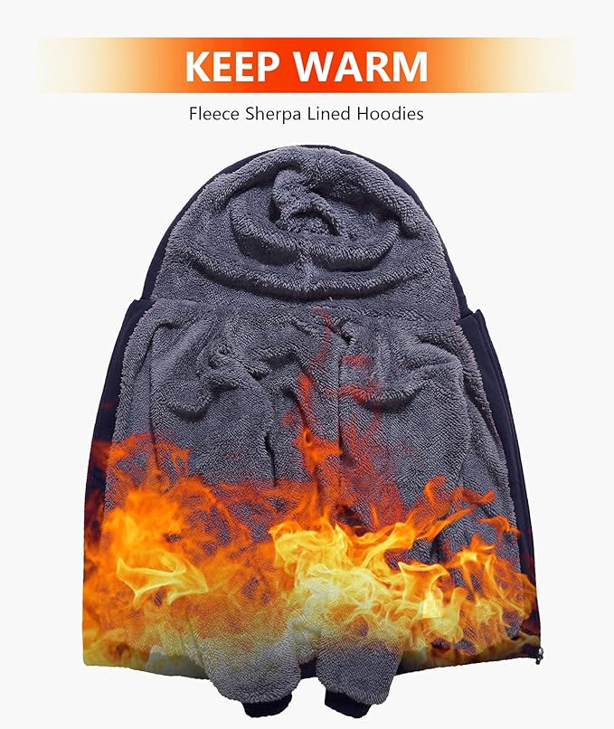 GEEK LIGHTING Boys Sherpa Lined Hoodie Kids Fleece Sweatshirt Full Zip Hooded Jacket